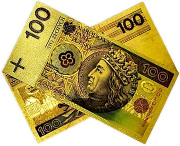 100 PLN WŁADYSŁAW II JAGIEŁŁO Красивая уникальная позолоченная банкнота из ПВХ