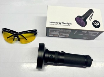 LAMPA LATARKA UV 100LED ULTRAFIOLETOWA TESTER BURSZTYNU