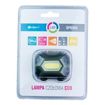 Lampa czołowa COB, bateryjna, 100 lm, IP44