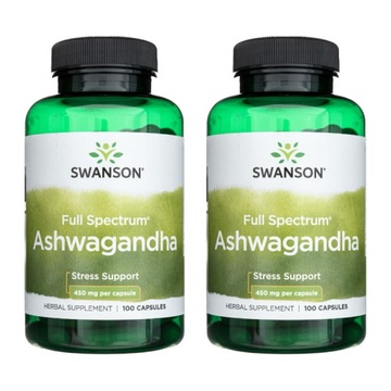 2x Ashwagandha 450mg Swanson Pamięć Koncentracja