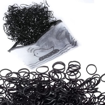 НАБОР ЧЕРНЫХ РЕЗИНОВ МАЛЕНЬКИЕ РЕЗИНКИ ДЛЯ ВОЛОС И МОСТИКИ МИНИ 1000 шт.