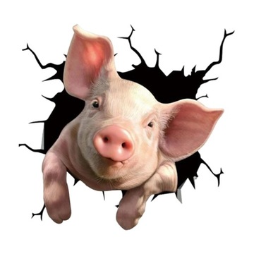 Uniwersalna naklejka 3D Funny Pig na okno Kształt