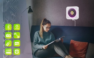 Портативный CD-радиоплеер, Bluetooth MP3, два динамика, FM-радио, белый