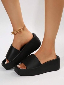 SHEIN CZARNE PIANKOWE KLAPKI NA PLATFORMIE 38-39 95439