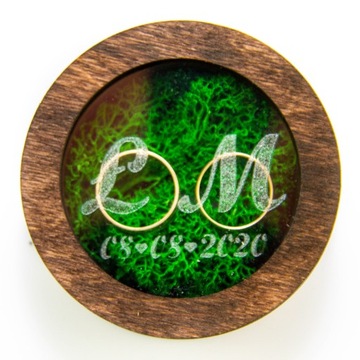 Pudełko na obrączki szkatułka z OKIENKIEM mech