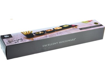 Миски для закусок КЕРАМИЧЕСКИЕ черные, 6 шт. - на подносе БАМБУК