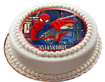 OPŁATKI na tort SPIDERMAN okrąg nasyc.kolory grube