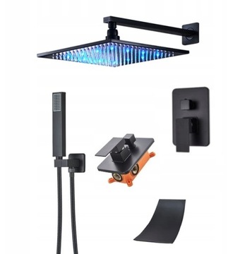 Bateria prysznicowa czarna Wodospad - 40 LED BOX