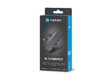 Natec Hub USB-C — 4 порта USB 3.2 Mayfly черного цвета + адаптер USB-A