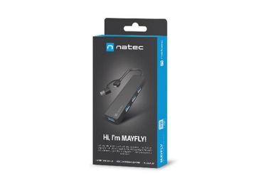 USB-концентратор Natec Mayfly 4xUSB 3.0, черный адаптер USB-C + USB-A