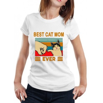 Koszulka Best Cat Mom Kot Mama Prezent XXL