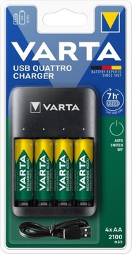 Зарядное устройство + 4 USB-аккумулятора VARTA POWER AA 2100 мАч