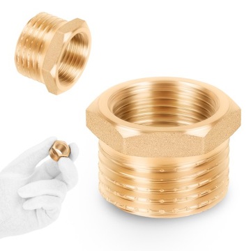 ZŁĄCZKA MOSIĘŻNA ŁĄCZNIK REDUKCJA 3/8 GW x 1/2 GZ DO RUR GRATIS PORADNIK