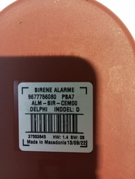 ALARM SIRÉNA ALARMU KLAKSON CITROEN C3 9677756080