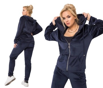 DUŻE dresy KOMPLET welur DRES BIG SIZE F59 granat 4XL