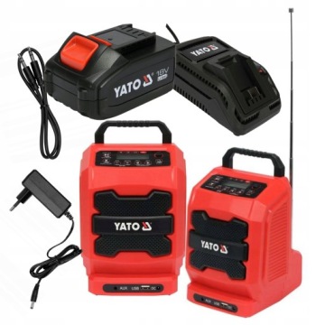 СТРОИТЕЛЬНАЯ РАДИО YATO С АККУМУЛЯТОРОМ И СЕТЬЮ +4 Ач