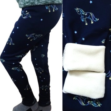 Legginsy ocieplane dziewczęce THERMO polar futerkiem GETRY spodnie 98-104