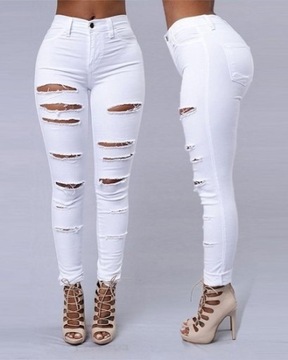 JANES Jeansy Z Wysokim Stanem Z Rozdarciami 30