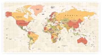 MAPA ŚWIATA plakat 45x85cm beż brąz #360