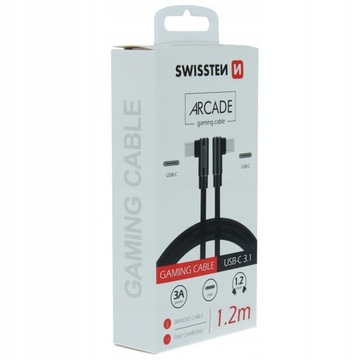 Kabel dla graczy do ładowania kątowy USB-C 1,2m 3A