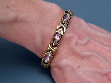 ЖЕНСКИЙ ЗОЛОТОЙ БРАСЛЕТ ЗДОРОВЬЯ, МАГНИТНЫЙ, ПРОЧНЫЙ, С ЦИРКОНИЕМ, ОРИГИНАЛ