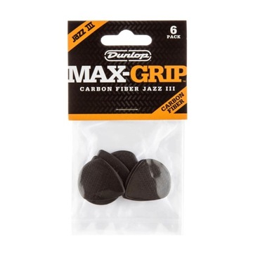 Kostka gitarowa DUNLOP MAX-GRIP JAZZ III BK 6 szt