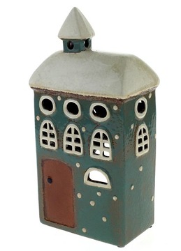 DOMEK CERAMICZNY DUŻY LAMPION ŚWIECZNIK CERAMIKA SZKLIWIONA *