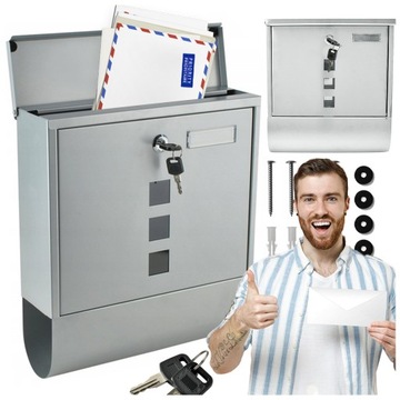 ПОЧТОВЫЙ ЯЩИК ДЛЯ ПИСЬМО ГАЗЕТЫ ЛИСТОВКИ СТАЛЬ 2X КЛЮЧ ОКНО СЕРЕБРЯНЫЙ