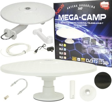 Antena MEGA-CAMP TIR DOM NA DZIAŁKE KAMPER JACHT DVB T DVB-T2 BIAŁA USB