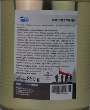 Groch z mięsem 850g konserwa puszka wojsko Arpol