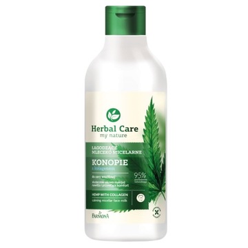 HERBAL CARE Łagodzące mleczko micelarne KONOPIE z kolagenem, 400ml