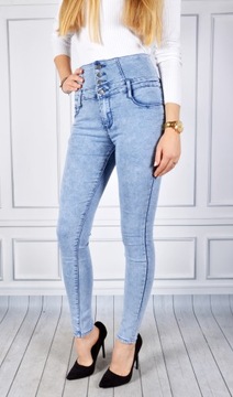 Spodnie Jeansy Wysoki Stan Jeansowe Push-Up Skinny