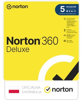 NORTON 360 Deluxe 5 ПК / 1 год (карта не требуется)