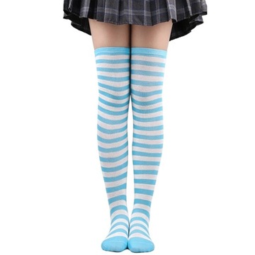 Women Thigh High Over The Knee Socks For Ladies Black White Striped