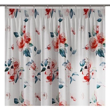 TKANINA MATERIAŁ DEKORACYJNY KWIATY CZERWONE 140CM
