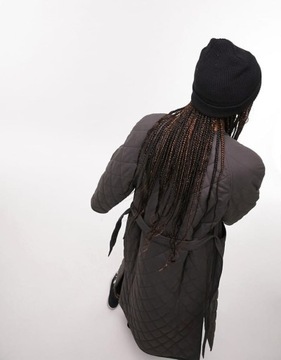 TOPSHOP TALL GRAFITOWY PIKOWANY PŁASZCZ PASEK (38)