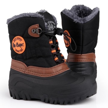 Buty śniegowce dziecięce Lee Cooper BLACK/CAMEL Ocieplane Futerko