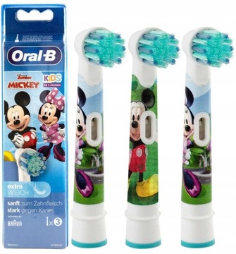 3x KOŃCÓWKI DO SZCZOTECZKI BRAUN ORAL-B STAGES MYSZKA MIKI DLA DZIECI