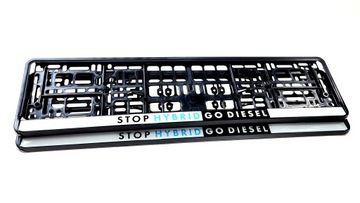 Ramki do tablic rejestracyjnych Stop Hybrid Go Diesel Audi BMW SEAT Żelowe