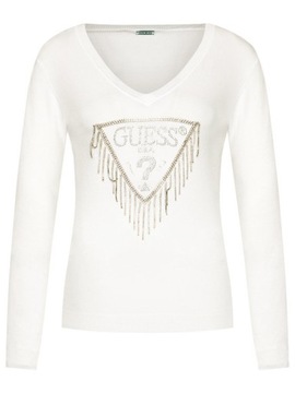 БЕЛЫЙ СВИТЕР GUESS С ЛОГОТИПОМ НА ДЛИННЫХ РУКАВАХ M 2Z1G2*