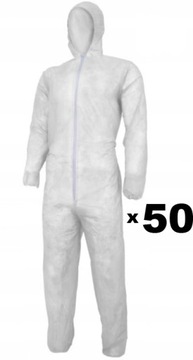 Kombinezon JEDNORAZOWY MALARSKI OCHRONNY Biały 50 szt. KARTON TANIO r. XXL
