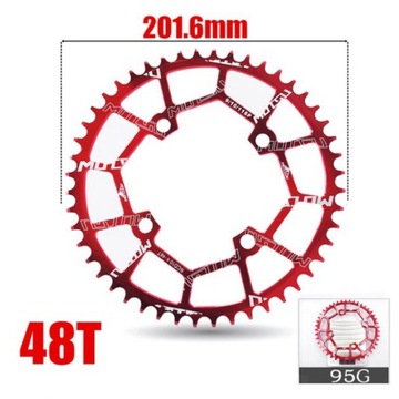 Mocny łańcuch rowerowy Ultralekki 40T~52T Śruba czerwona 48T