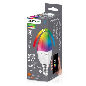 ŻARÓWKA LED E14 5W RGB CCT + BIAŁY WIFI TUYA SMART INTELIGENTNA APLIKACJA