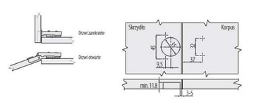 Zawias prosty 110° samodomyk GTV-HC SOFT-CLOSE, z prowadnikiem, Eurowkręty