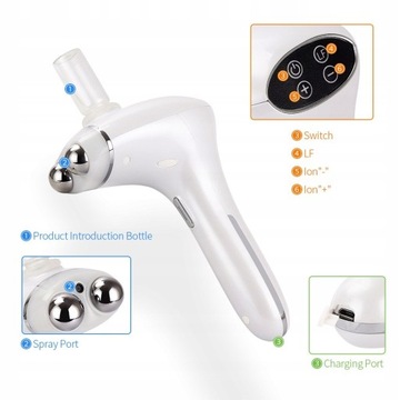 4 в 1 опрыскиватель для лица, массажер для лица, роликовый отпариватель