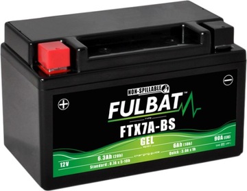 Akumulator ŻELOWY Fulbat YTX7A-BS GEL 6,3Ah 90A ZAMIENNIK YUASA VARTA EXIDE