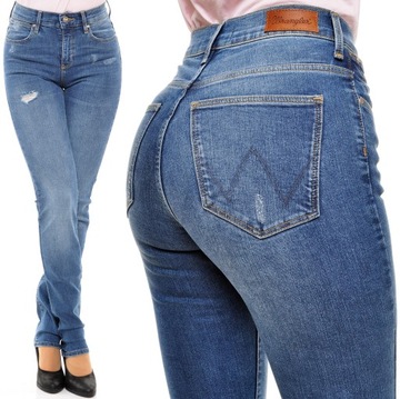 WRANGLER spodnie JEANS blue HIGH RISE SLIM W26 L32