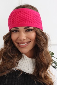 ЖЕНСКАЯ ПОВЯЗКА НА УШИ КРУЖКИ ТЮРБАН ТЕПЛАЯ ШАПКА ШИРОКАЯ ФУКСИЯ