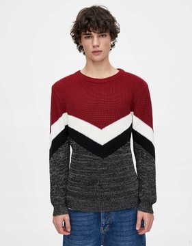 R2L134 PULL AND BEAR__MZ5 SWETER KLASYCZNY WZÓR__S