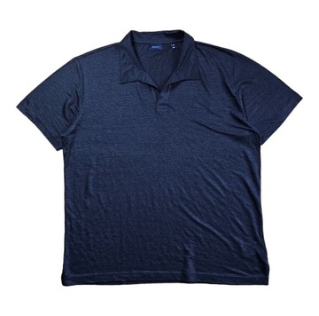 Koszulka T-shirt Polo GANT Granatowe Len Lniane Casual Nowy Model 3XL XXXL